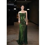 Diynav Dress With Breasts 2024 New High-End Feeling Annual Meeting Presided Over The Light Luxury Small High-End Body-Body Banquet Fishtail Skirt