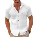 Diynav Men's Linen Short-Sleeved T-Shirts For Free-Fitting Sweatshirts For Men's Short-Sleeved Cotton Shirts Beach Plus-Size Men's Short-Sleeved Shirts