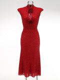 Diynav New Hot Women's Long Hot Diamond Sexy Flower Dress Dinner Dress Temperament Ass