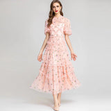 Diynav Collar Three-Dimensional Heavy Industry Embroidered Lotus Leaves Side Purple Dress Dress 2024 Summer New Women's Dress
