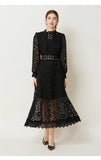 Diynav Elegant Lace Dress Autumn 2024 New Bubble Sleeve Long Sleeve Embroidered Dress Dress Woman