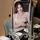 Diynav Dress Hanging Neck Dress 2024 Spring And Autumn New High-End Famous Birthday Banquet Heavy Industry Fish Tail Dress