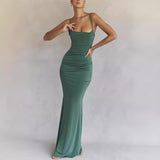 Diynav Sale 2024 Summer Dress Fish Bone Folded Back Slings Fishtail Dress Dress Dress Woman