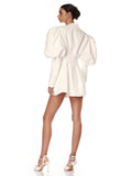 Diynav Suit Collar Skirt New Deep V Sexy Women's Lantern Sleeve Double Buckle Casual Dress Woman