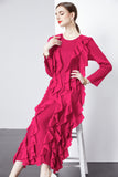 Diynav And Summer 2024 New Dress Press Folding Leaves Side Three-Dimensional Decoration Loose Fashion Elegant Long Dress Commuter Women's Clothing
