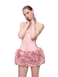 Diynav Flower Boa Thorn Skirt Three-Dimensional Ponbo Skirt Adjustable Strap Design Brat Tight Elastic Two Sets