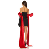 Diynav Hot Women's Sexy Bag Butts With Chest-Colored Bows Decorative Dress Temperament Evening Dress Dress