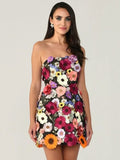 Diynav Women's New Sexy Body Trim Corset Dress Flower Decoration A Skirt Banquet Evening Dress Dress