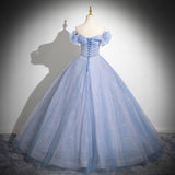 Diynav Shoulder Light Blue Vocal Art Exam Performance Dress Solo Fluffy Skirt Princess Adult Ceremony Presided Over The Annual Meeting Dress