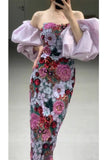 Diynav Dress Banquet Bra Dress 2024 New Female Spring And Summer Senior Famous Woman Bubble Bubble Sleeve Birthday Dress