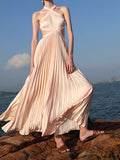 Diynav Temperament Sexy Hanging Neck Dress Girl Summer Pink Birthday Dress Seaside Holiday Dress Fairy