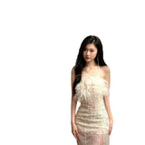 Diynav Dress Dress Women's New Light Luxury Niche High-End Heavy Industry Nails High-End Birthday Dress Corset Dress