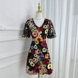 Diynav Summer New French Design Heavy Industry Three-Dimensional Flowers Slimming Thin And Hip Delicate Dress Women's Clothing
