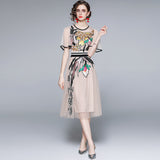 Diynav Collar Lotus Leaf Short Sleeve Heavy Industry Mesh Embroidery Flower Waist Swing Princess Style Dress 2025 Summer New