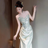 Diynav Engagement Banquet Evening Dress Female Senior Sense Light Luxury Niche Design Smeared Bride's Chinese Morning Gown Toasting