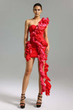 Diynav Sexy Shoulder Bag Hip Dress High-End Temperament Hit The Color Lotus Leaf Dress Skirt Skirt Skirt Dress Skirt