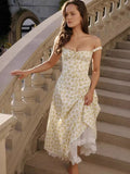 Diynav Sale Of New Sexy Slings Print Dress Mid-Length Dress High-End Temperament Thin Tie Dress Dress Dress Dress