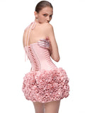Diynav Flower Boa Thorn Skirt Three-Dimensional Ponbo Skirt Adjustable Strap Design Brat Tight Elastic Two Sets