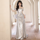 Diynav Dress Female Shoulder 2024 New High-End Temperament Annual Meeting Host Dress Noble And Sexy