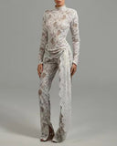 Diynav Burst New Hot Babes Sexy Lace Hollow Horn Sleeves To Repair Jumpsuit Jumpsuit Woman