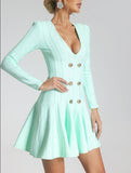 Diynav Dress Banding Dress Deep V-Neck Ultra-Short Fishtail Skirt 100 Folds Big Swing Skirt