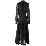 Diynav V-Neck Lace Lace Hook Long-Sleeved Black Swing Dress Dress Dress Stand Girl Spring And Autumn 2025