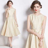 Diynav New French Temperament Light Style Light Wind To The Waist Thin Fashion Long Sleeveless Dress