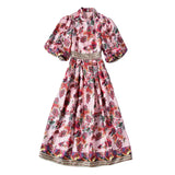Diynav Collar Beautiful Print Bubble Sleeves Retro Style Dress New Women's Autumn And Winter 2025