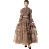 Diynav Lint Collar Retro Net Yarn Dress Dress Dress New Spring And Summer 2025