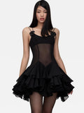 Diynav Summer New Body-Repair Sexy Perspective Sling Dress High-End Temperament Lotus Leaf Skirt Small Dress Dress
