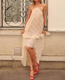 Diynav Niche Irregular Splicing Skirt Retro Thin Sling Skirt