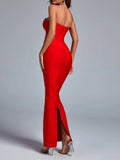 Diynav Women's Explosive Sexy Long Evening Dress Body Wrapping Party Temperament Banded Dress Black
