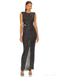 Diynav Women's Hot Diamond Sexy Fork Perspective Sleeveless Dress Thin Ass Dress Dress