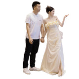Diynav Light Wedding Dress 2024 New High-End Small And Small Mori Is Super Fairy Yarn Bosom Princess Style Engagement Dress
