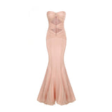 Diynav Women's Sexy Hollow Corset Dress Temperament Mesh Fishtail Dress Dress