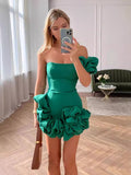 Diynav New Sexy Dress Skirt Irregular Lotus Ribs Waist Dress