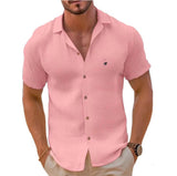 Diynav Men's Linen Short-Sleeved T-Shirts For Free-Fitting Sweatshirts For Men's Short-Sleeved Cotton Shirts Beach Plus-Size Men's Short-Sleeved Shirts