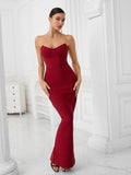 Diynav Women's Explosive Sexy Long Evening Dress Body Wrapping Party Temperament Banded Dress Black