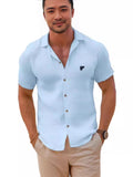 Diynav Men's Linen Short-Sleeved T-Shirts For Free-Fitting Sweatshirts For Men's Short-Sleeved Cotton Shirts Beach Plus-Size Men's Short-Sleeved Shirts