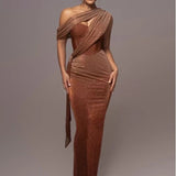 Diynav New Solid Color Open Sling Skirt Women's Fashion Peach Heart Collar Sexy Dress Tide