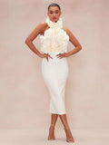 Diynav Band Strap Dress Evening Dress High-End Dress Direct Hanging Neck Big Flower Dress New
