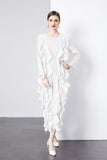 Diynav And Summer 2024 New Dress Press Folding Leaves Side Three-Dimensional Decoration Loose Fashion Elegant Long Dress Commuter Women's Clothing