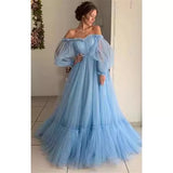 Diynav 2024 New Women's Shoulder Mesh Yarn Long-Sleeved Wedding Dress Dress New
