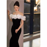 Diynav Dress Black And White Sex-Suited Birthday Show Host Evening Dress Bridal Wedding Dress Dress Morning Dress