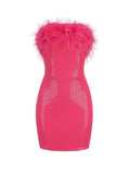 Diynav Cross-Border Women's Sexy Bareback Ostrich Hairy Twilight Dress Temperament Squints