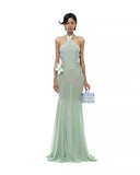 Diynav Niche Butterflies Hanging Neck Hollow Dress With Bare Back Thin Fishtail Dress Long Dress Beach
