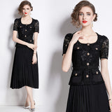 Diynav Embroidered Dress Square Understanding Temperament Chiffon 100-Fold Skirt Belt To Collect Thin