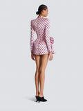 Diynav Dress Wave Point Printing Deep V-Neck Heavy Industry Flower Folds To The Waist Dress Short New Model