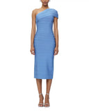 Diynav Women's Fashion Pure-Color Single-Shoulder-To-Back Open Fork With A Tight Belt-Coated And A-Fated-Waded Dress Party Evening Dress