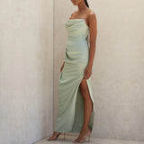 Diynav New Silk And Satin Braked Fork And Knee Dress Dress Sexy Evening Dress